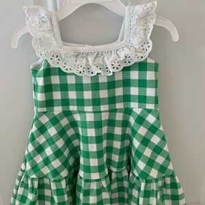 Girls Gingham Eyelet Riffle Ponte Dress 12-18 Months